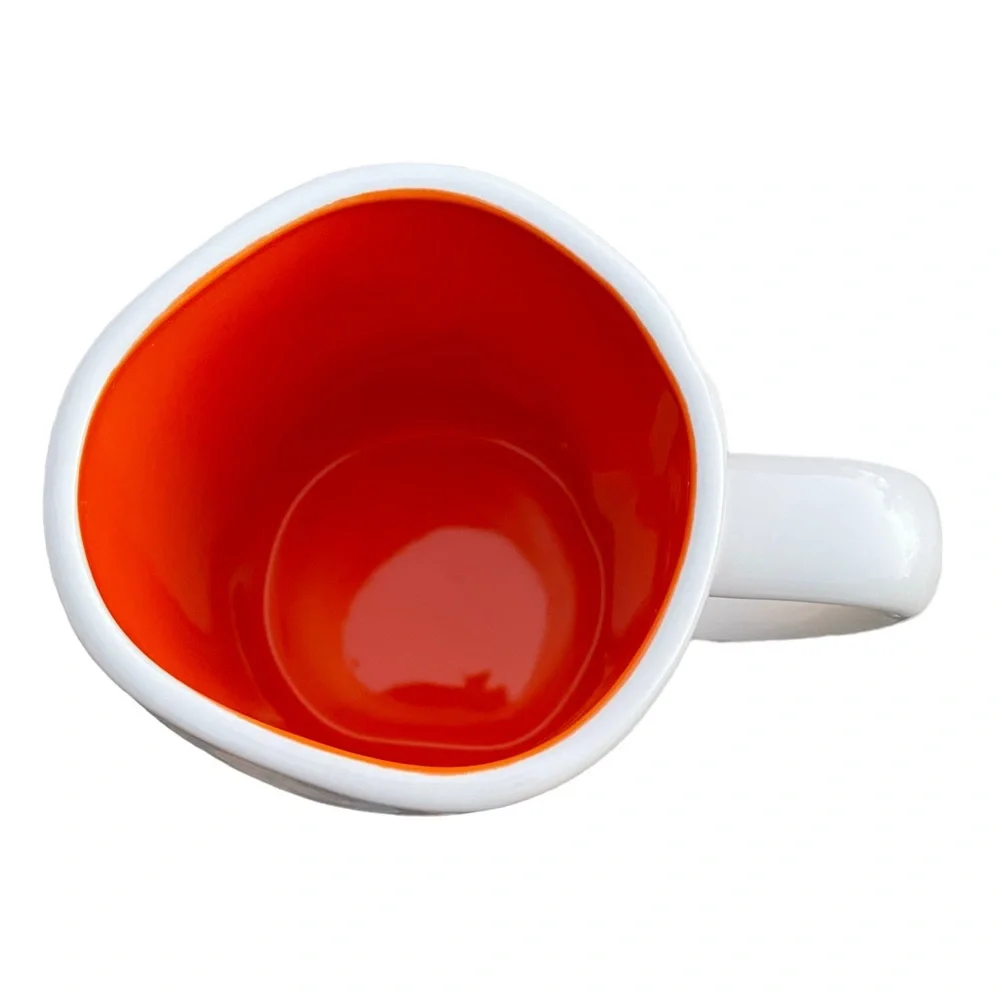 Rae Dunn Artisan Collection Orange & White EEK Spider Arachnophobia Ceramic Mug